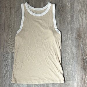 A New Day Cream Tank Top White Trim